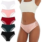 Fnumoa Womens Underwear Seamless Lace Women Briefs Brazilian Underpants Sexy Low Rise Hipster Brief Panties for Ladies 5 Pack