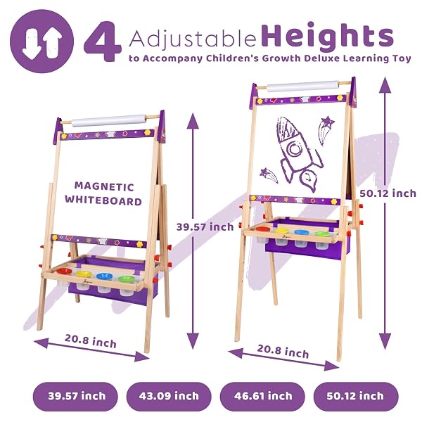 JOYOOSS ART EASEL FOR KIDS EASEL FOR TODDLERS,ADJUSTABLE STANDING WOODEN TODDLER EASELS KID WHITEBOARD & CHALK BOARD KIDS DRY ERASE BOARD,ART EASEL FOR KID AGE 2-4 4-8 9-12 DRAWING EASELS