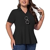 Casei Women's Plus Size Golf Polo Shirt with Sunglasses Holder UPF 50+ Tunic Tops Casual Workout Work Shirts