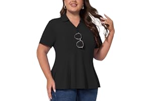 Casei Women's Plus Size Golf Polo Shirt with Sunglasses Holder UPF 50+ Tunic Tops Casual Workout Work Shirts