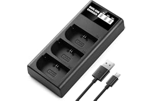 ENEGON LP-E6 LP-E6N LP-E6NH Triple Slot LCD USB Charger for Canon EOS 5D Mark II III and IV, 70D, 5Ds, 6D, 5DsR, 80D, 7D, and 7D Mark II, EOS 60D