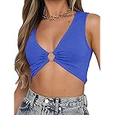 BEJONS Women Sexy Y2k Corset Like Crop Top Deep V Neck Bra Night Going Out Festival Rave Top