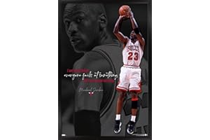 Trends International Michael Jordan - Can't Accept Not Trying Wall Poster, 14.725" x 22.375", Black Framed Version