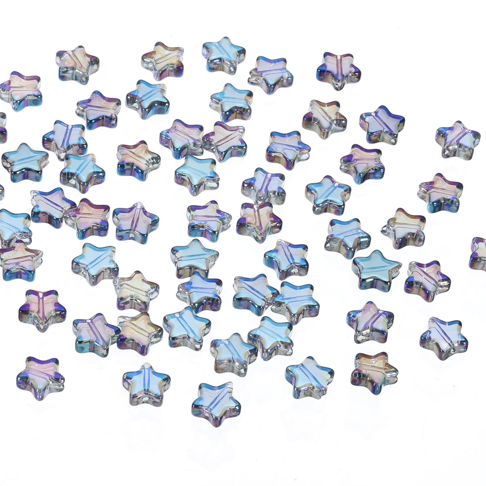 PATIKIL 8mm Crystal Star Beads, 100 Pcs Glass Spacers Bead Star Shaped Charm Pendants for Jewelry Making Bracelet Necklace DIY, Blue