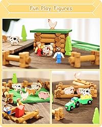SainSmart Jr. Wooden Log Cabin Set Farm Building