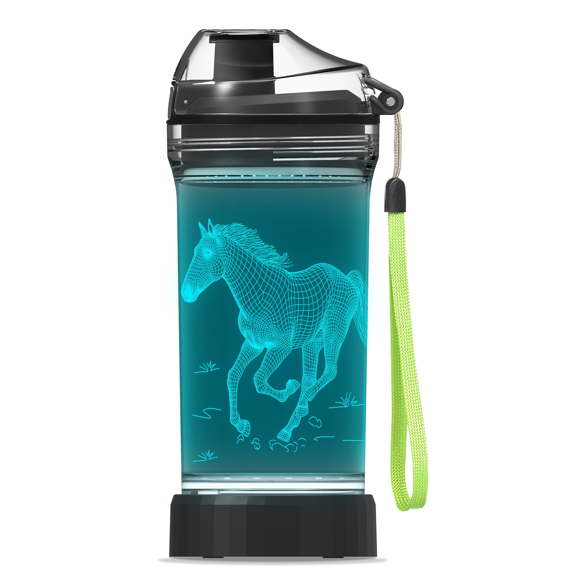 Photo 1 of Kids Water Bottle, Horse-themed Light-Up Sport Cup with 3D Glowing LED Horse Light – 14 OZ Tritan BPA-Free - Camping, and Holidays (Horse)