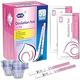 DAVID Ovulation Test Strips, 50 LH Ovulation Predictor Kit with 50 Urine Cups, Accurate Fast Result High Sensitivity Home Tes
