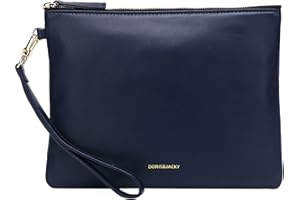 DORIS&JACKY Lambskin Leather Wristlet Clutch Purse For Women Large Soft Designer Wallet With Strap…