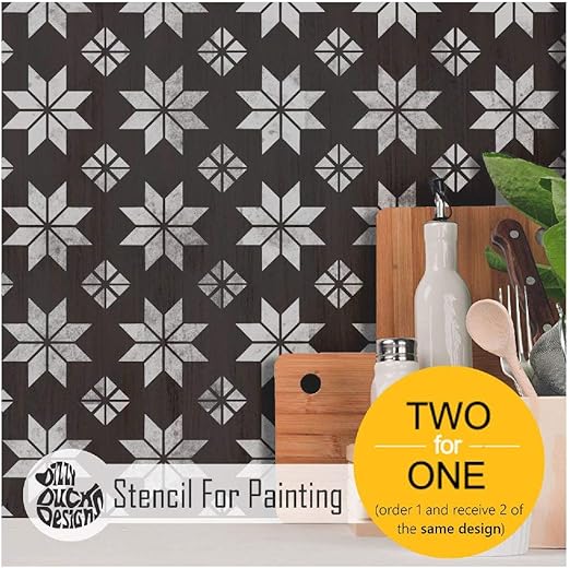 Amazon Com Leksand Scandi Nordic Tile Stencil For Painting