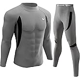UNIQUEBELLA Men's Thermal Underwear Sets Top & Long Johns Fleece Sweat Quick Drying Thermo Base Layer