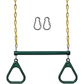 Jungle Gym Kingdom Swing Sets for Backyard, Monkey Bars & Swingset Accessories - Set Includes 18" Trapeze Swing Bar & 48" Heavy Duty Chain with Locking Carabiners - Outdoor Play Equipment (Green)