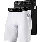 Runhit 2 Pack Mens Compression Shorts with Pocket, Spandex Athletic Workout Shorts, Performance Underwear for Running
