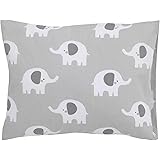 Sumersault Soft Toddler Travel Pillow Set - Grey and White Elephants 13” x 10” x 4.5" Pillow and Pillowcase Extra Soft Yet Su
