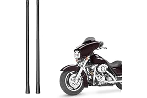 KSaAuto H20 Pair AM/FM Radio Antenna for Harley Davidson Road Street Electra Tour Glide (20 Types Optional) 13 Inch Polished, Copper Core & Screw, Flexible Rubber, Motorcycle Antenna