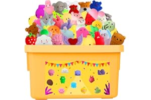 KINGYAO Kawaii Squishies, Mochi Squishy Toys Bulk 130 Pack for kids 4-8 8-12 Boys Girls Fidget Sensory Toys for Anxiety School Party Favors Birthday Gift Goodie Bag Christmas Animals Stocking Stuffers