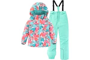 Hiheart Girls Warm Snowsuit Hooded Ski Jacket + Pants 2 Pcs Set