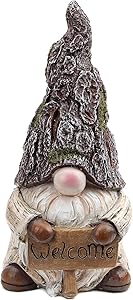 Leekung Garden Gnomes Statue Home Decor,Outdoor Gnomes Garden Decorations,Indoor Welcome gnome Figurine Woodstone Color