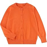 GLEAMING GRAIN Little Kid Girls Cardigan Sweaters School Uniforms Cotton Crew Neck Knit Sweater Toddler 4Years -14 Years