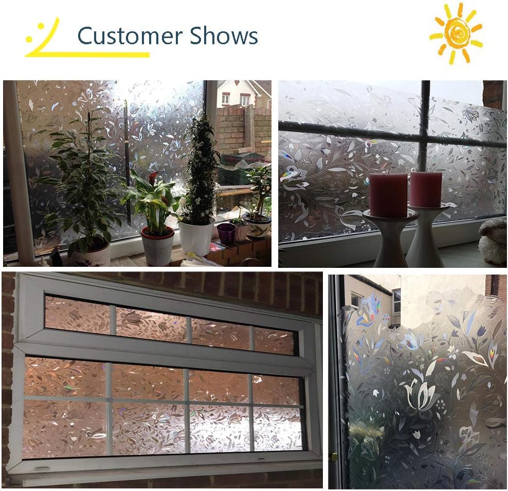 LEMON CLOUD Window Film Privacy, Frosted Opaque Glass Films, Non Adhesive Static Cling Heat Control, Tint Decorative Film - Image 4