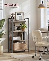 VASAGLE 4-Tier Bookshelf 30 x 66 x 120 cm Industrial Heather Greige view 2