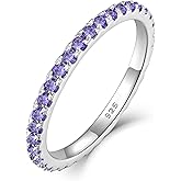 YL Stackable Ring 925 Sterling Silver Wedding Eternity Bands Birthstone Stacking Rings for Women