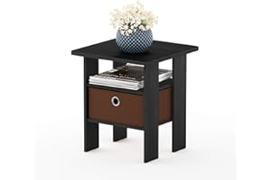 Furinno Andrey End Table / Side Table / Night Stand / Bedside Table with Bin Drawer, Americano/Medium Brown