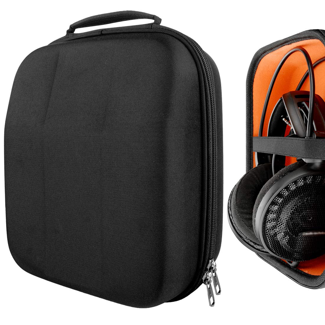 Geekria Shield Headphones Case Compatible with Audio-Technica ATH-R30x, ATH-R50x, ATH-AD900X, ATH-AD500X, ATH-R70X, Replacement Hard Shell Travel Carrying Bag with Cable Storage (Black)