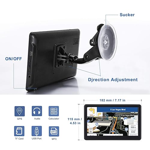 7 Inch GPS Navigator For Car, Truck, RV – 2025 Latest Maps, Lifetime Updates, Voice Guidance, Custom Routing
