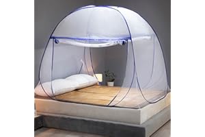 HARWAVE Mosquito Net for Bed, Folded Size 12 inch Portable Camping Travel Mosquito Net, Pop Up Mosquito Tent with Double Entry for King Queen Size Bed (Folded 12 Inch, 71"x79"x59")