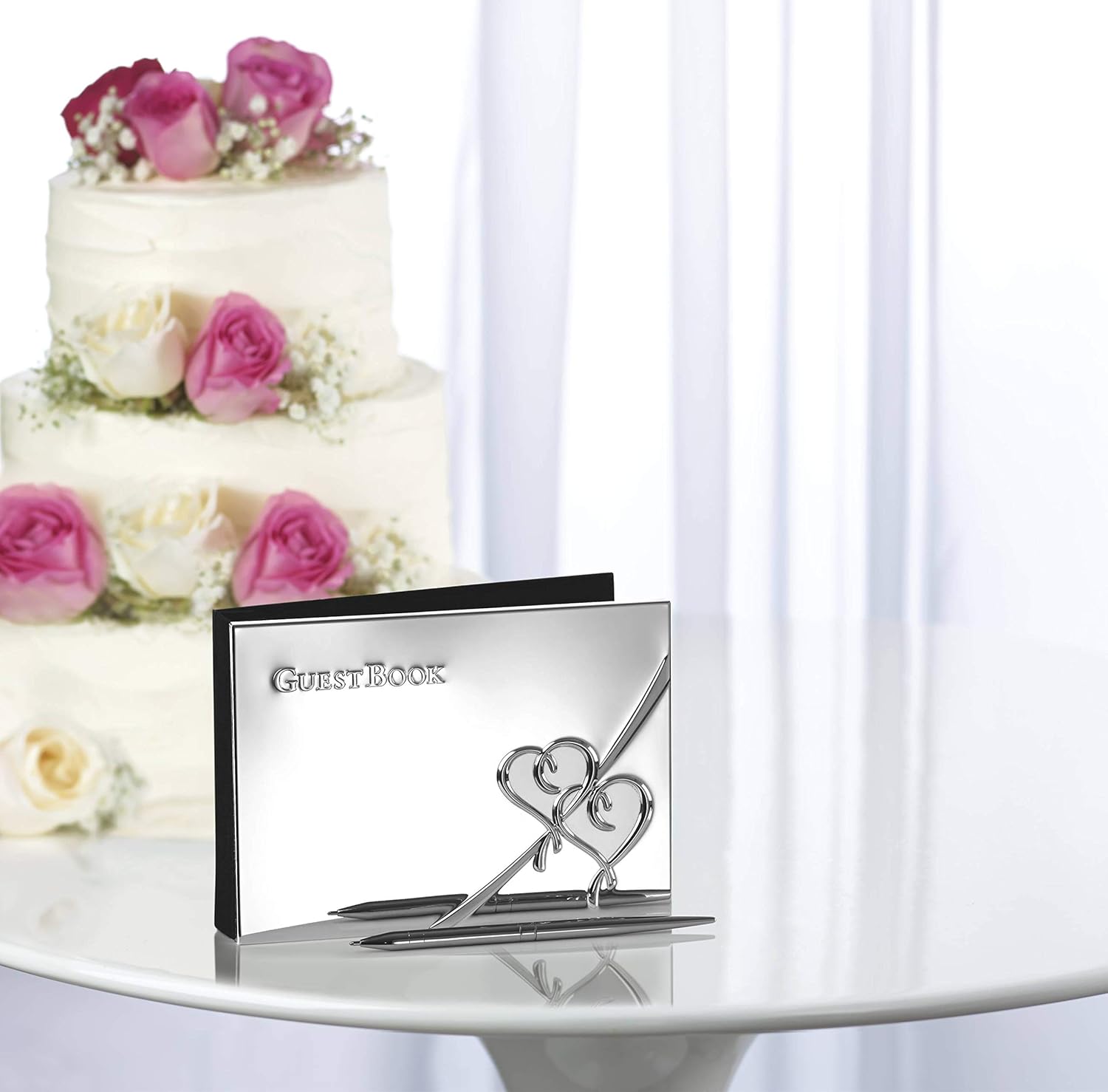 Amazon Lenox True Love ゲストブック 結婚式 パーティ 芳名帳 シルバープレート ペン付き ゲストブック 芳名録 文房具 オフィス用品