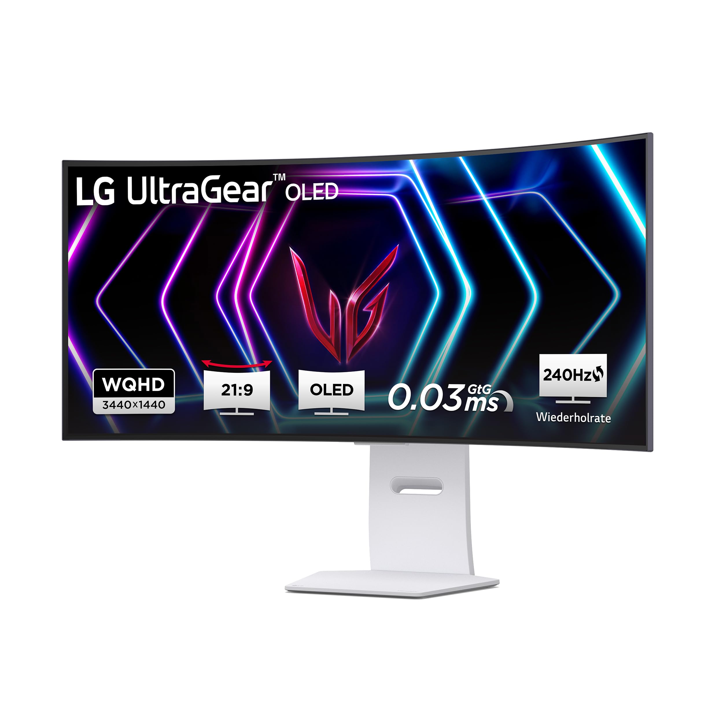 LG Ultragear™ 39GS95QE-W.AEU (39 Zoll) 21:9 Curved 800R UWQHD OLED Gaming-Monitor, 240Hz, AMD FreeSync™, DisplayHDR™ True Black 400, 2X HDMI 2.1, Weiß