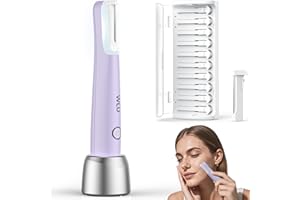 Dermaplane Razor for Women Face, WLU Rechargeable Face Dermaplaning Tool – Peach Fuzz, Facial Hair & Exfoliation Removal, Sonic Technology with LED Light, 3 Speeds & 10 Blades (Purple)