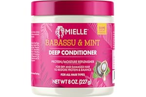 Mielle Organics Babassu & Mint Deep Conditioner with Protein, Moisturizing & Conditioning Deep Treatment, Hydrating Repair for Dry, Damaged, & Frizzy Hair (8 Oz)