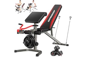 OPPSDECOR Professional Weight Bench with Leg Extension & Leg Curl & Preacher Curl, Heavy-Duty Adjustable Weight Bench Press Set Incline Decline Flat Workout Bench Full Body Strength Training for Home Gym