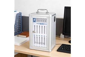 Mobile Phone Charging Cabinet, Cell Phone Lock Box with USB Charging & Lock, Wall Mounted Phones Deposit Organizer Box (Slive
