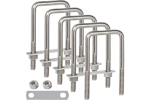 LIONMAX U Bolts 5 Pack, 1/2" D x 3-1/16" W x 5-5/16"L Stainless Steel Square U Bolt with Plates and Nuts, Replacement Parts and Accessories for Automobiles Trailer, Ski Boat, Sailboat Trailer, 5 Pack