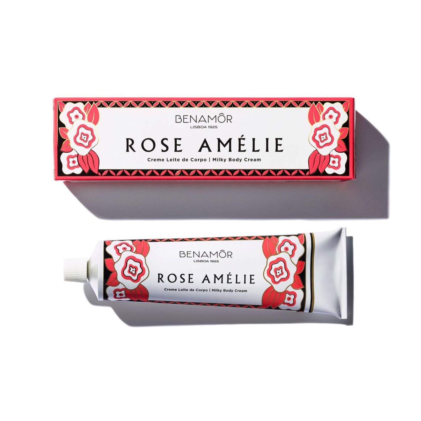 Benamôr - Rose Amélie Milky Body Cream - Revitalizing Body Moisturiser with Royal Rose and Argan Oil - Refreshing, Delicate Rose Petal Scent, Paraben Free - 150 ml Tube
