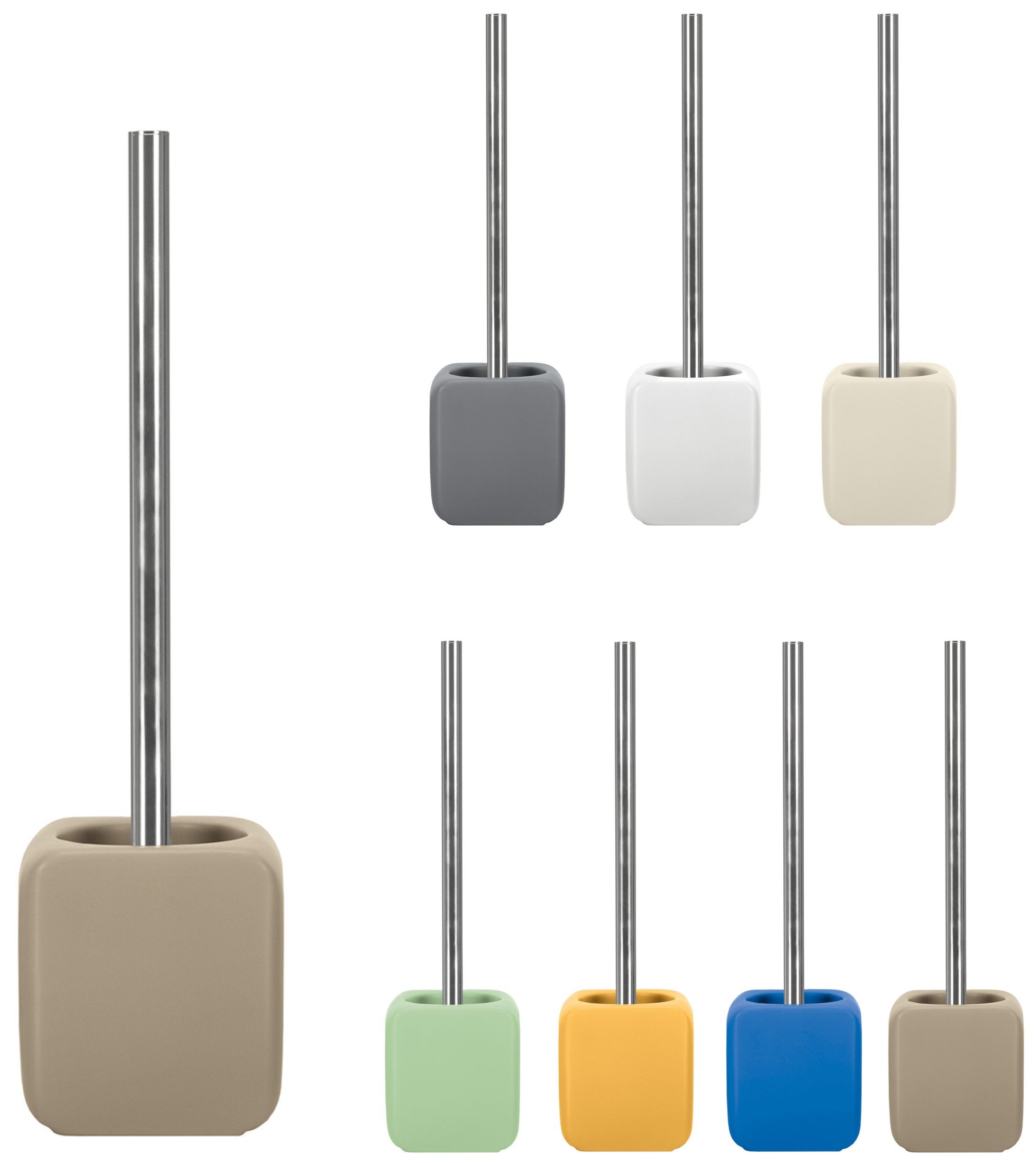 KW Cube Ceramic Toilet Brush and Holder (Latte Biege)