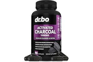 DR. BO Activated Charcoal Capsules Cleanse Detox - 1200mg Organic Coconut Charcoal Pills for Stomach Gas and Bloating Relief for Men Women Kids - Active Capsules Powder Binder Activated Supplements for Gut