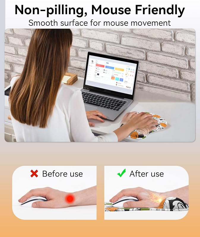 Mauspad mit Gelkissen,Ergonomisches Mousepad mit handauflage mit weichem Gelpolster,rutschfester Basis und erhöhtem Design(Katze 4)