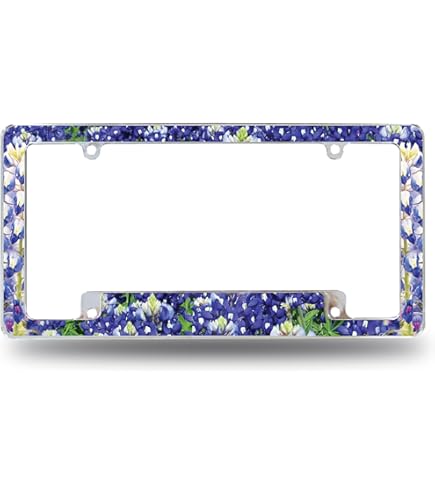 Texas Blue Bonnet License Plate Frame - Flower Design Tag Holder For Cars & Trucks