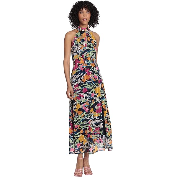 Maggy London womens Halter Maxi With Pleated Skirt Dress, Winter