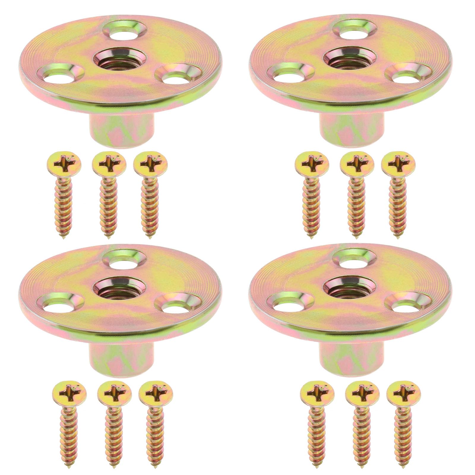 ECSiNG 4 Sets Metric M8 Furniture Leg Hardware Kits 3 Holes Furniture Legs Mounting Plates T Shaped 3 Holes Nut for Sofa Cabinet Chair Couch Seats
