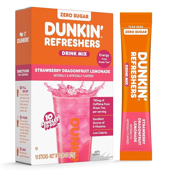DUNKIN’ ZERO SUGAR REFRESHERS SINGLES TO GO! POWDERED...