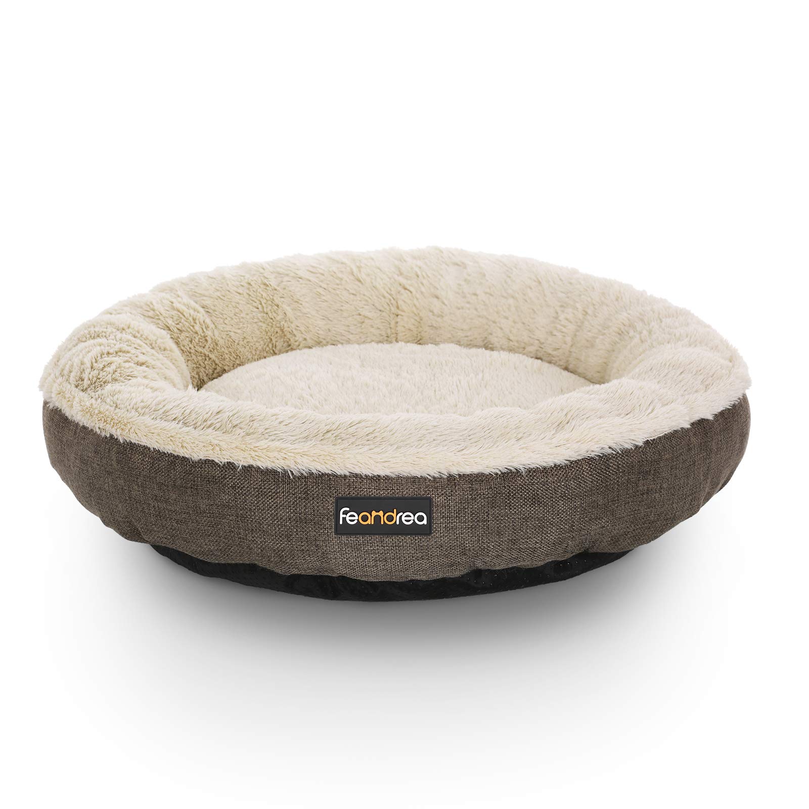 FEANDREA Dog Bed, Dog Sofa, Cat Bed, Donut Shape, Round, 55 cm Dia, Brown PGW55C — image 1