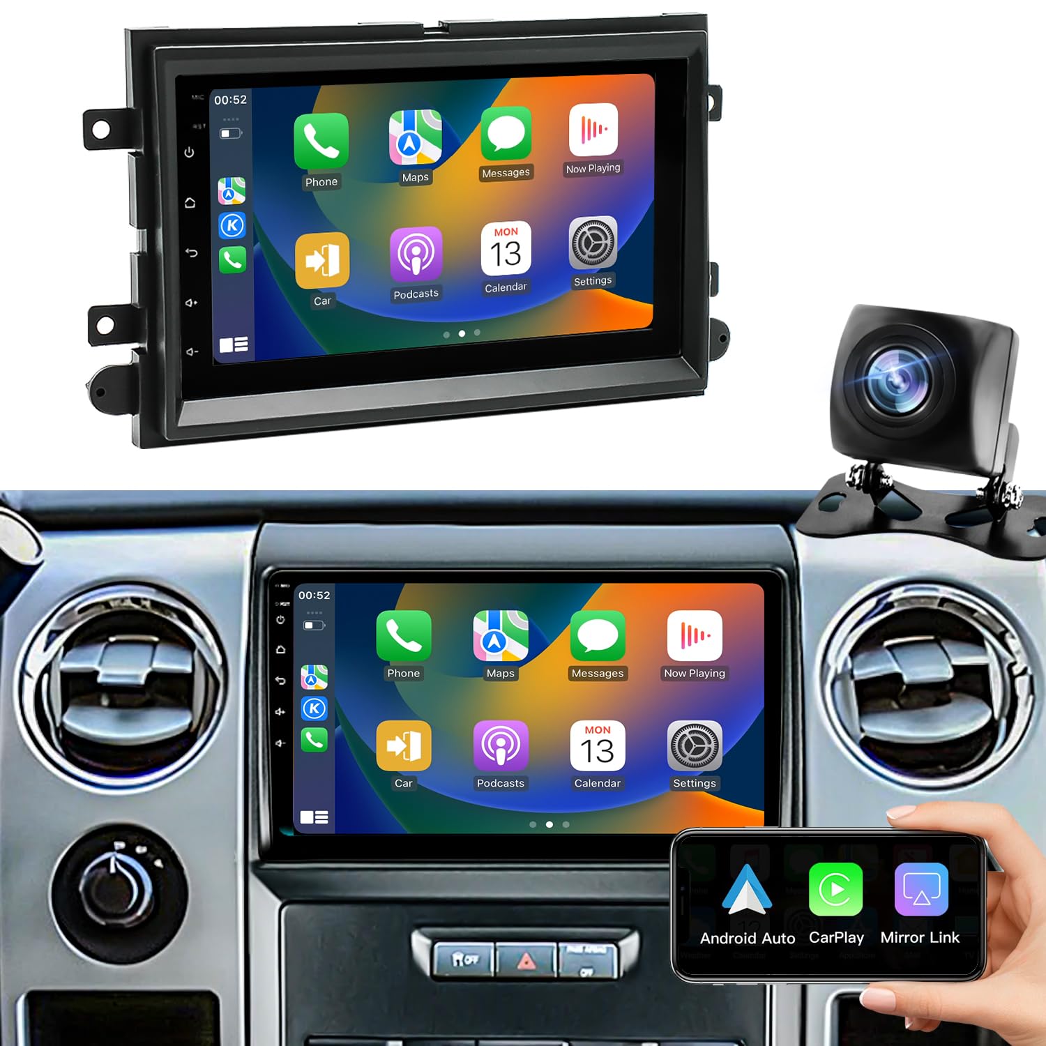 Photo 1 of 5GWifi Upgrade Android Car Radio for Ford F150 2004-2008, F250 F350 2006-2016,Car Stereo for Mustang Escape Fusion Edge Explorer 7inch Touch Screen Wirelss Carplay Android Auto GPS Navigator FM Camera