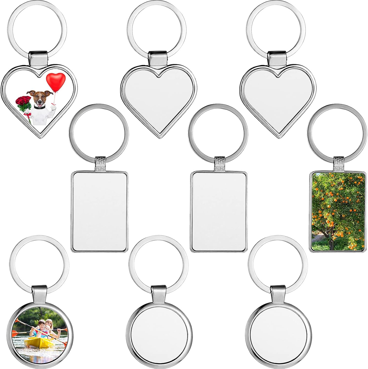 9 Pieces Sublimation Metal Blank Key Rings Blank Sublimation Keychain
