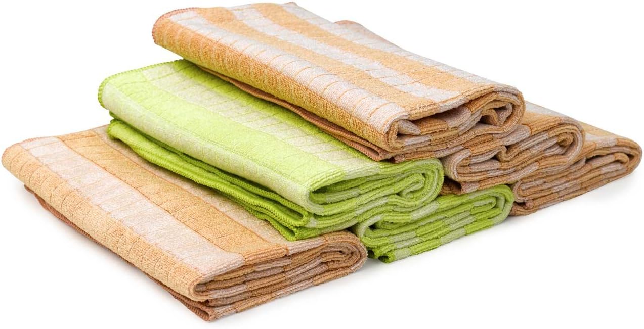 Tea Towel Microfibre and made of bamboo in Pack of 6 Bamboo Cloth (Tea Towels, Tea Towels Cloths