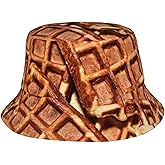 Food Bucket Hat for Men Women, Waffle Cone Bucket Hat, Unisex Packable Sun Hat Fisherman Style for Summer Outdoor, Beach Travel & Daily Wear