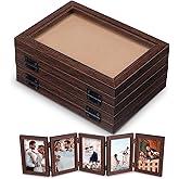 Qulkws 4 x 6 Inch 5 Folding Picture Frame Collage Wood Hinged Photo Frames Rustic Desktop Family Photo Collage for Birthday Family Decor
